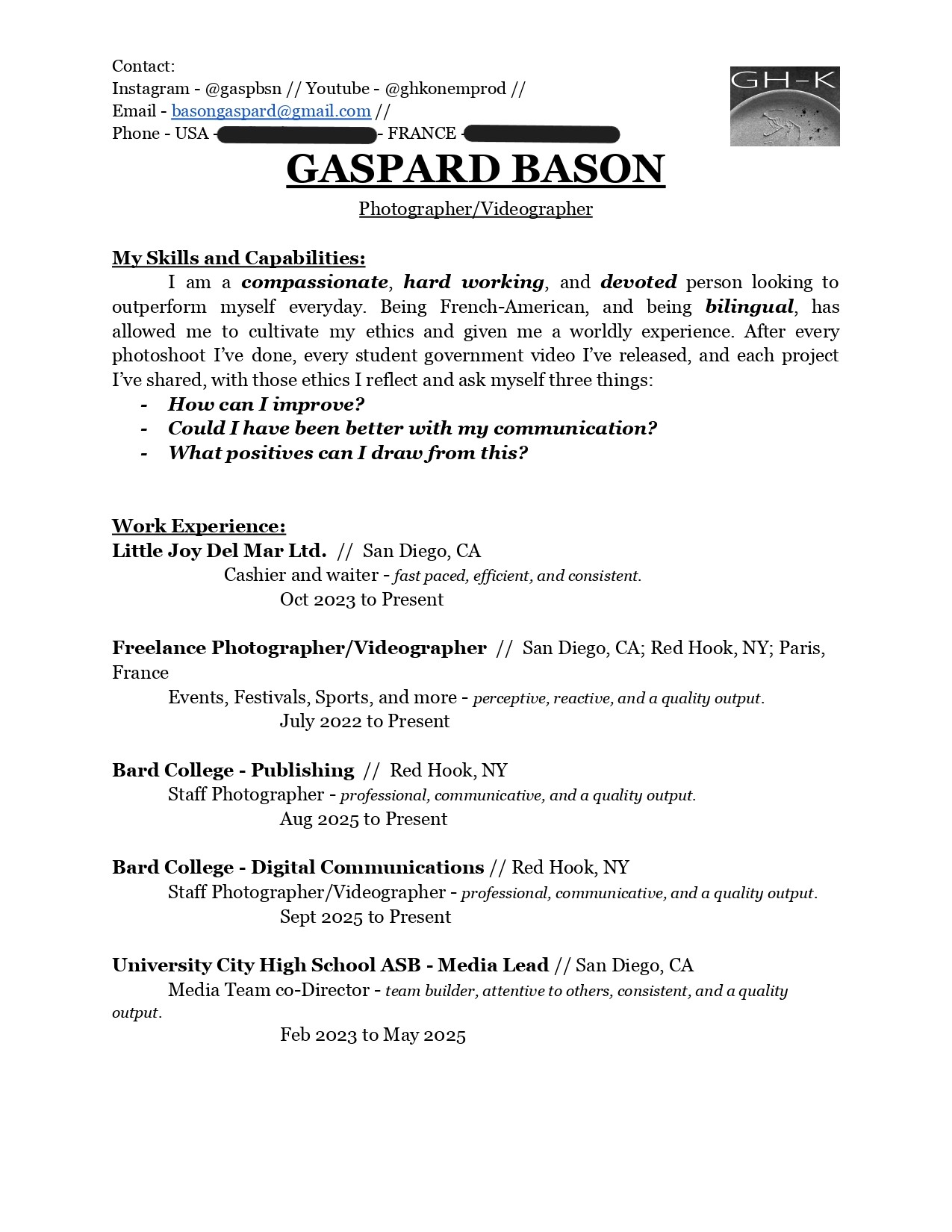 CV page 1